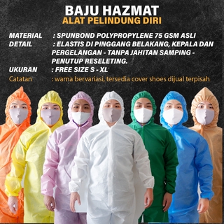  Baju  APD  hazmat bahan spunbond  75gsm ASLI tanpa jahitan 