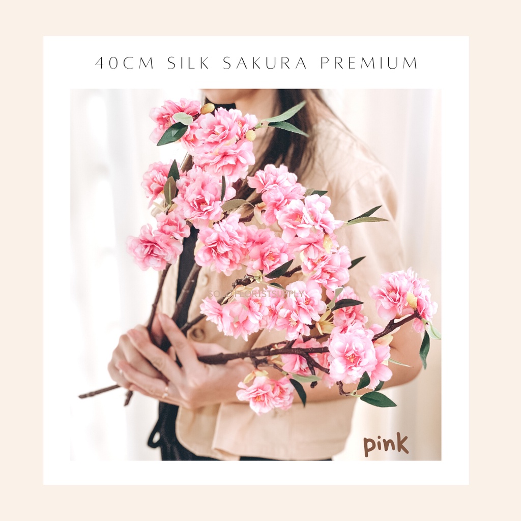 40cm SILK SAKURA PREMIUM X3 Bunga Cherry Blossom X 3 Artificial Flower Bunga Sakura Plastik Bunga De