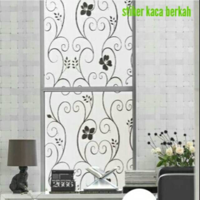 Stiker kaca sticker kaca motif batik hitaam 750