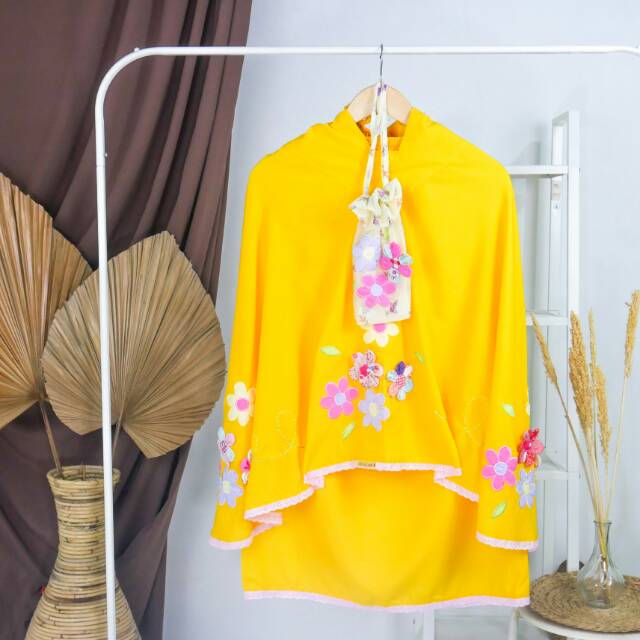 MUKENA ANAK TAS SERUT BUNGA KUNING