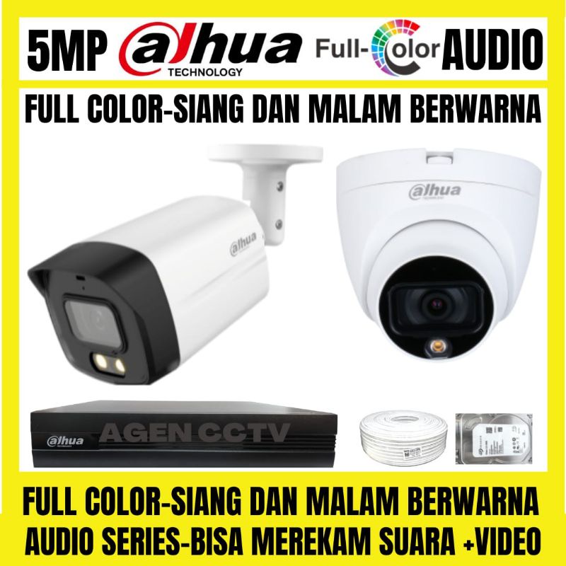 PAKET CCTV DAHUA FULL COLOR 5MP 4 CHANNEL 2 KAMERA AUDIO SERIES COLORVU