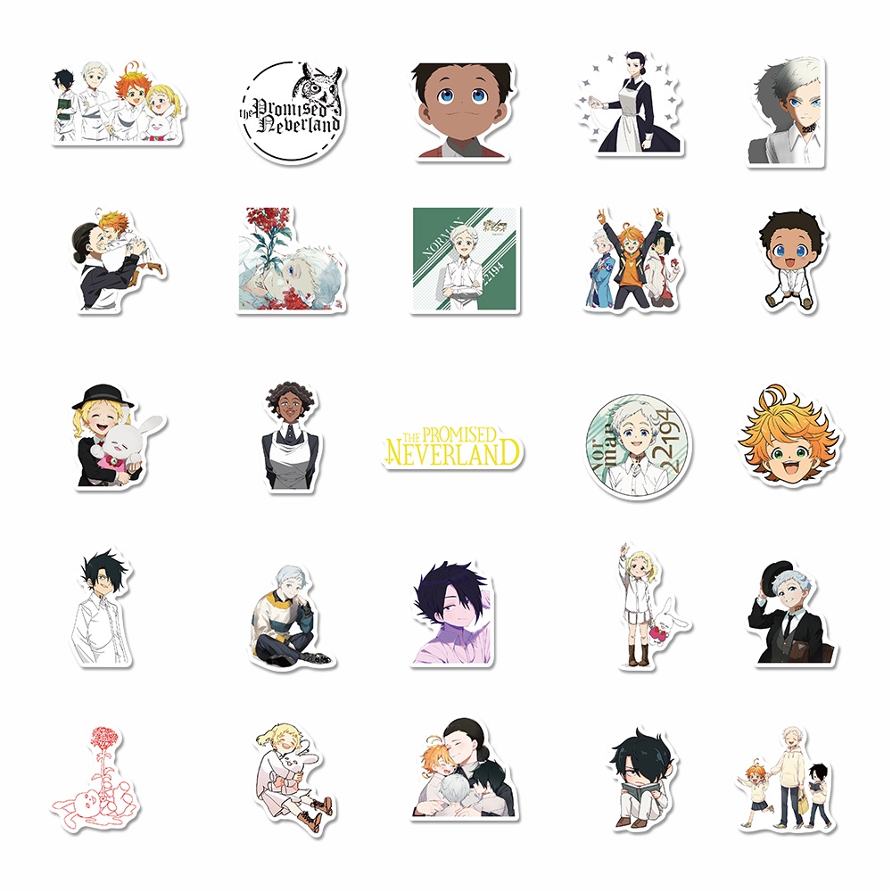 50 Lembar Stiker Desain Kartun Anime The Promised Neverland Anti Air Untuk Laptop