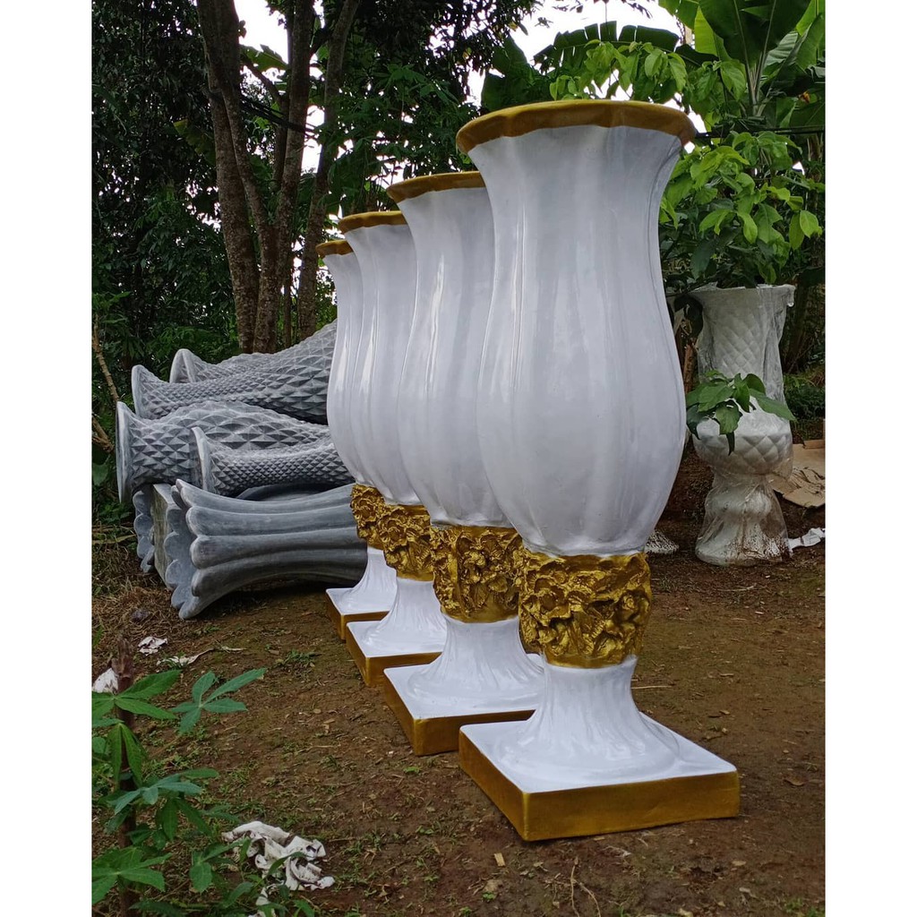POT BUNGA PELAMINAN DEKORASI FIBER MODEL BLIMBING MAWAR / SUREN
