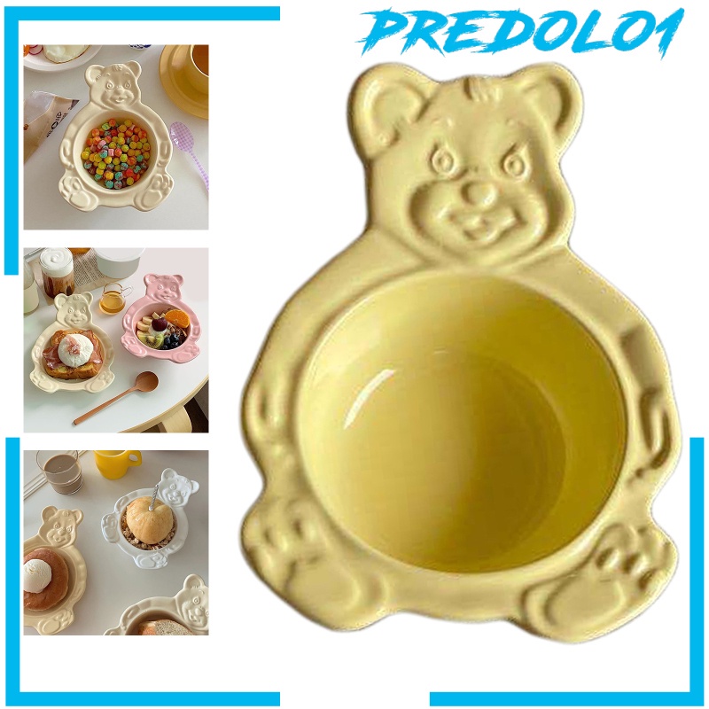 [PREDOLO1] Cute Cartoon Ceramic Bowl Bear-shaped Oatmeal Milk Dessert Serving Tableware