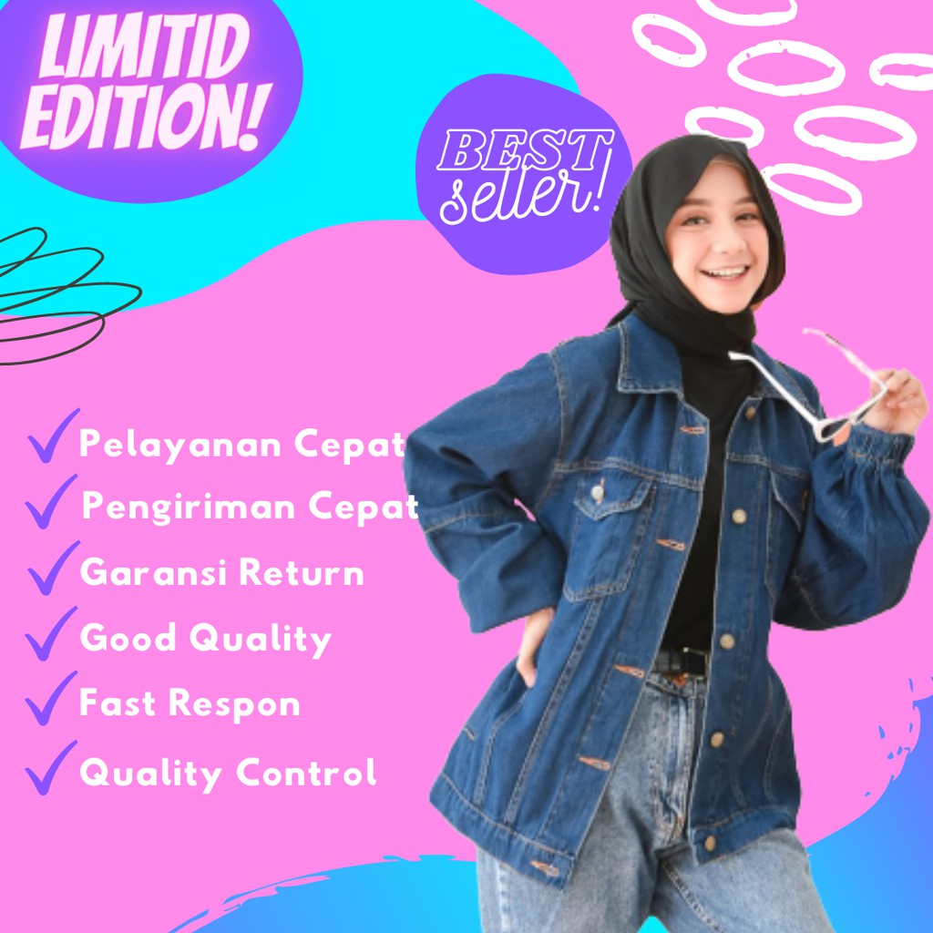 Jaket Virciaa Outer Jeans Levis Cewek Oversize Atasan Denim Jins Wanita Import Kekinian Terbaru 2021