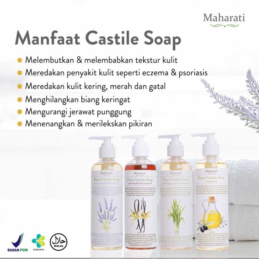 Maharati Pure Castile Soap 100 &amp; 250ml Sabun Cair Minyak Zaitun Untuk Semua Jenis Kulit