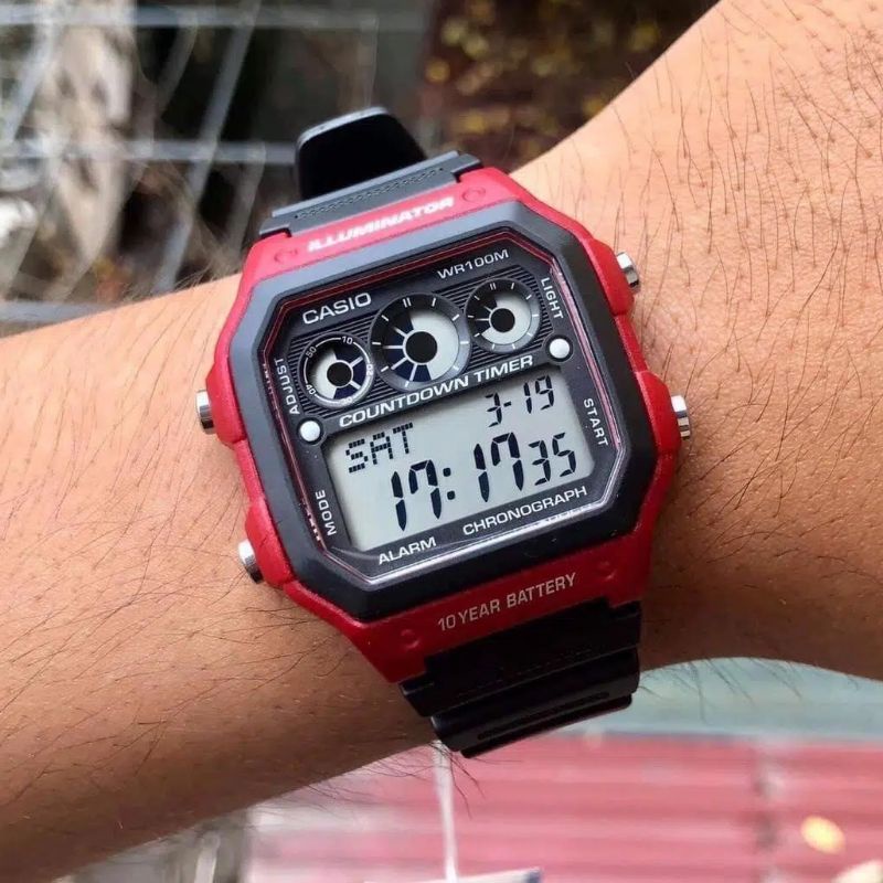 Jam tangan pria digital casio illuminator AE-1300WH New original
