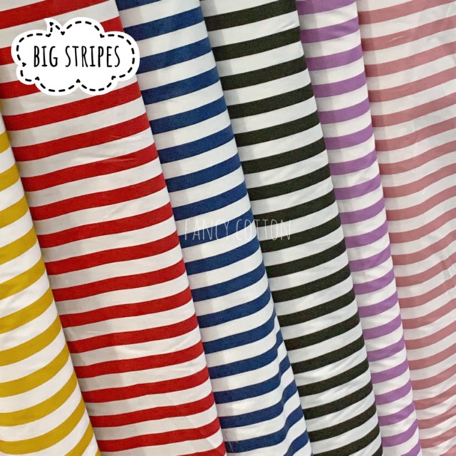 CUST kain katun jepang motif salur besar 1.2cm tokai senko (hrg 1/2 mtr min beli 2 unit=1 mtr)