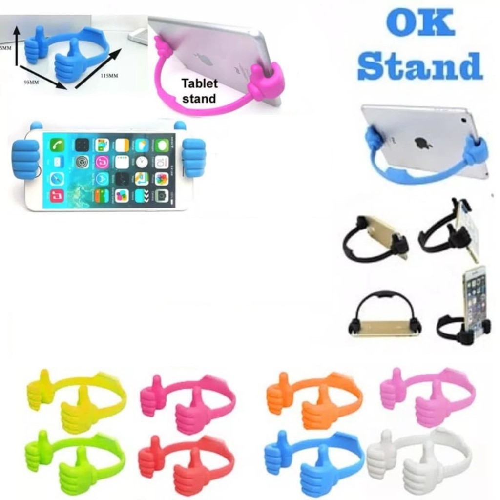 OK STAND Peyangga HP &amp; Tablet Thumb Holder Standing Landscape Universal Dudukan