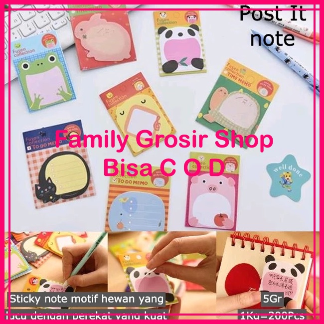 Post it note Sticky note motif binatang lucu