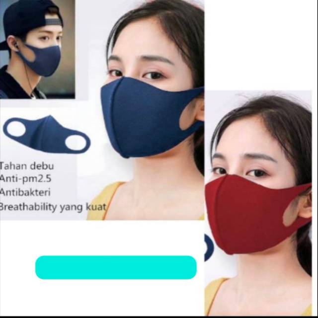 Masker korea fashion bahan SCUBA IMPORT PREMIUM real pict anti virus-bakteria bisa dicuci ulang