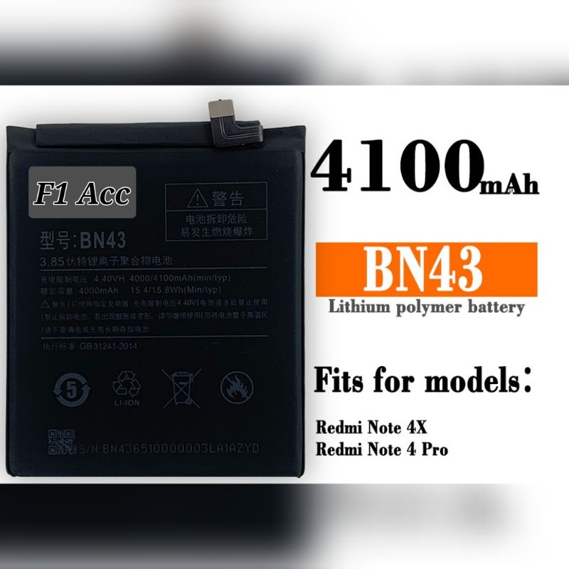 Baterai Batre Xiaomi Redmi Note 4X SnapDragon BN43 ORIGINAL Baterai Xiaomi Bn43