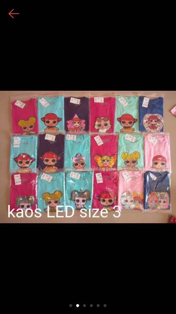 COD Kaos LOL LED size 1,2,3,4,5 (lampu 1) (bisa pilih warna)