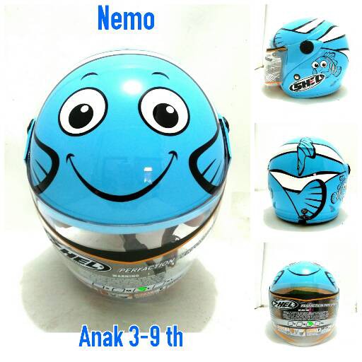 HM-675 Helm Anak 2-9 Th Sni Motif Nemo Biru Muda Murah
