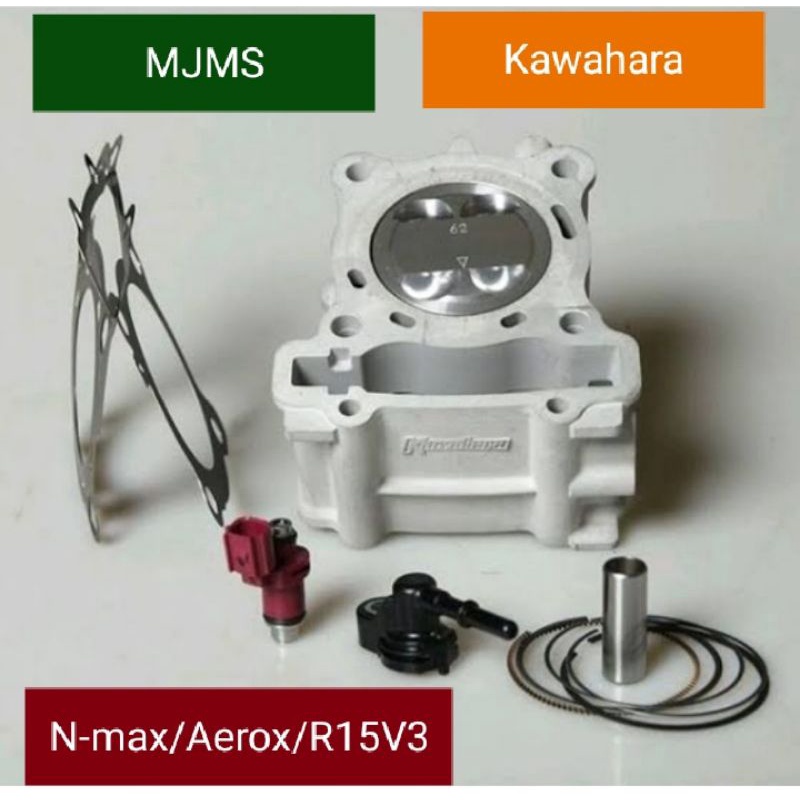 Blok Seher NMAX Aerox R15V3 Kawahara 62mm plus Injektor paketan blok Bore Up N-MAX AEROX 155 62mm Ka