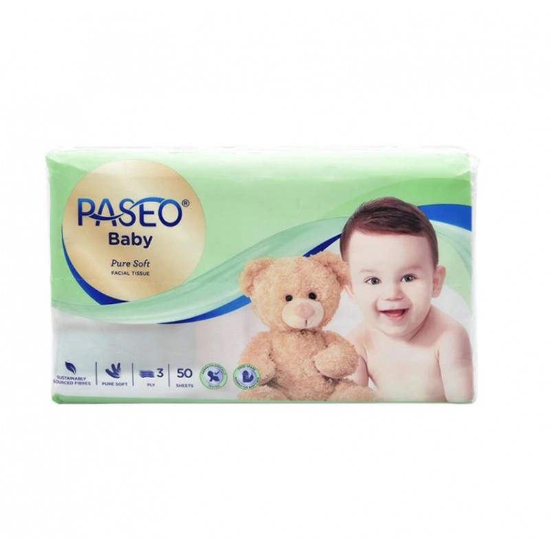 Paseo Baby Tissue Pure Soft Travel Pack 50's / Tisu Pembersih Bagian Wajah Anak