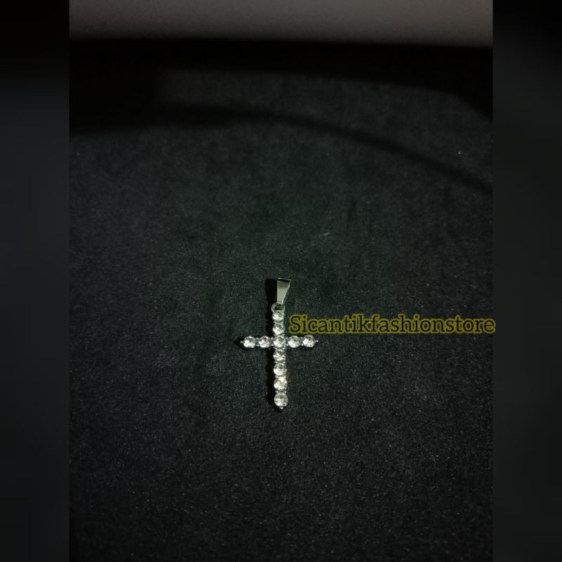 PROMO LIONTIN SALIB PERMATA FASHION WANITA TERLARIS ANTI KARAT PERHIASAN LIONTI SALIB LAPIS EMAS