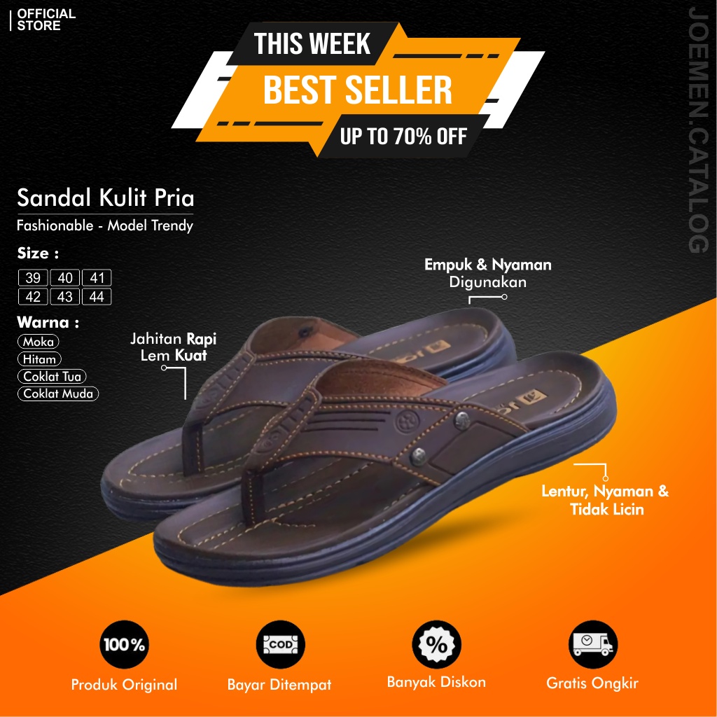 Sendal Pria Kulit asli Import Original S 20 Sandal Kasual Pria Sendal Kasual Pria Sandal japit