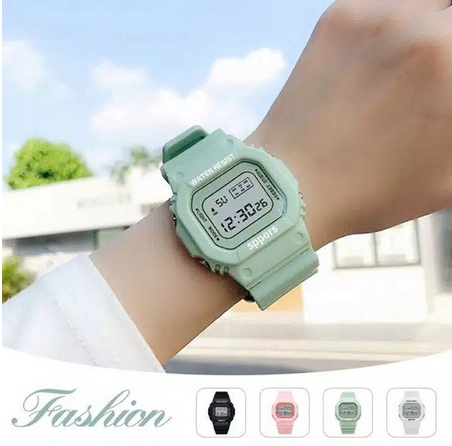 Jam Tangan Strap Rubber Untuk Wanita/Jam Tangan Wanita Fashion Korea Style Digital Sport-1