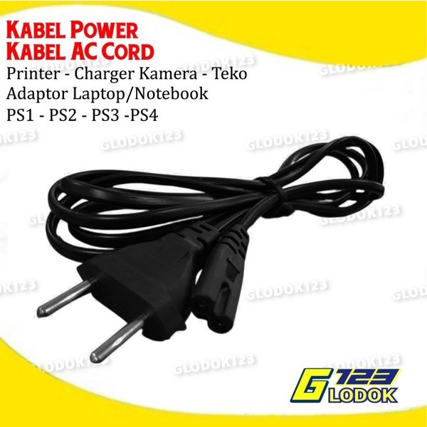 Kabel AC Cord Angka 8 220V Adaptor Power Supply Colokan Listrik 2 Pin