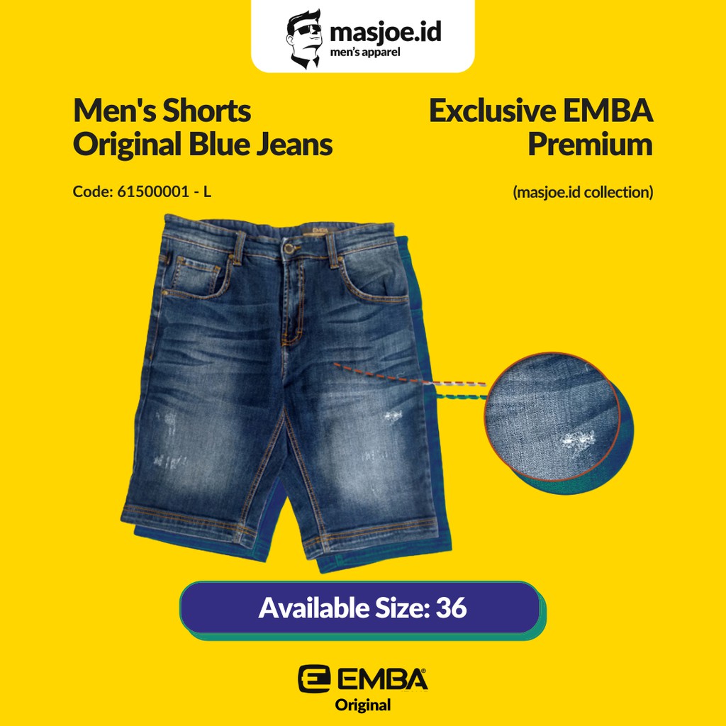 Celana Pendek Pria EMBA Original - Original Blue Jeans