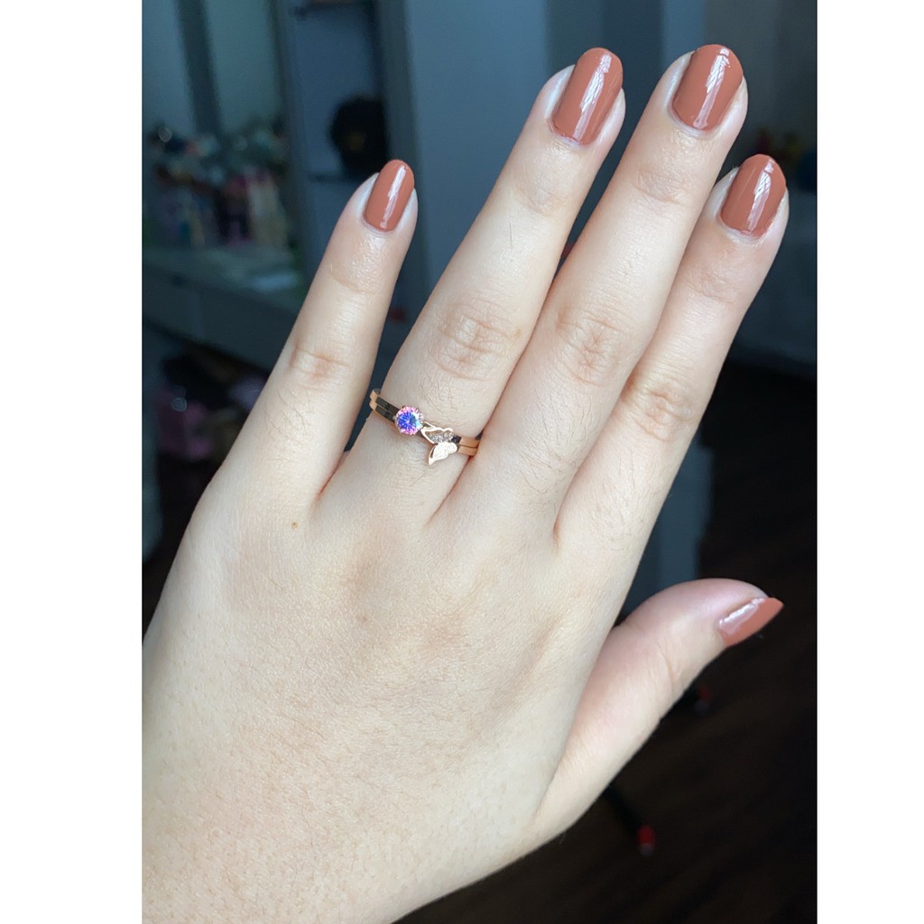 Cincin Titanium Mini Korea Wanita CK119 warna bisa untuk cincin kawin nikah fashion 2in1