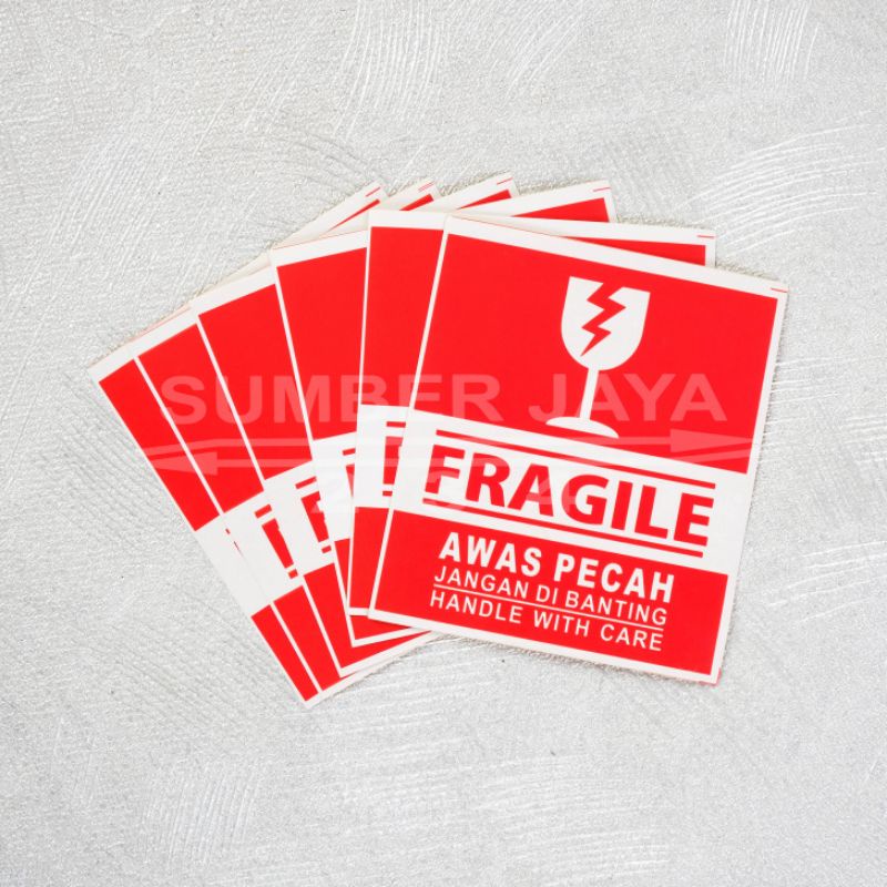 stiker fragile 8 x 9 isi 10 / awas kaca pecah / TERMURAH