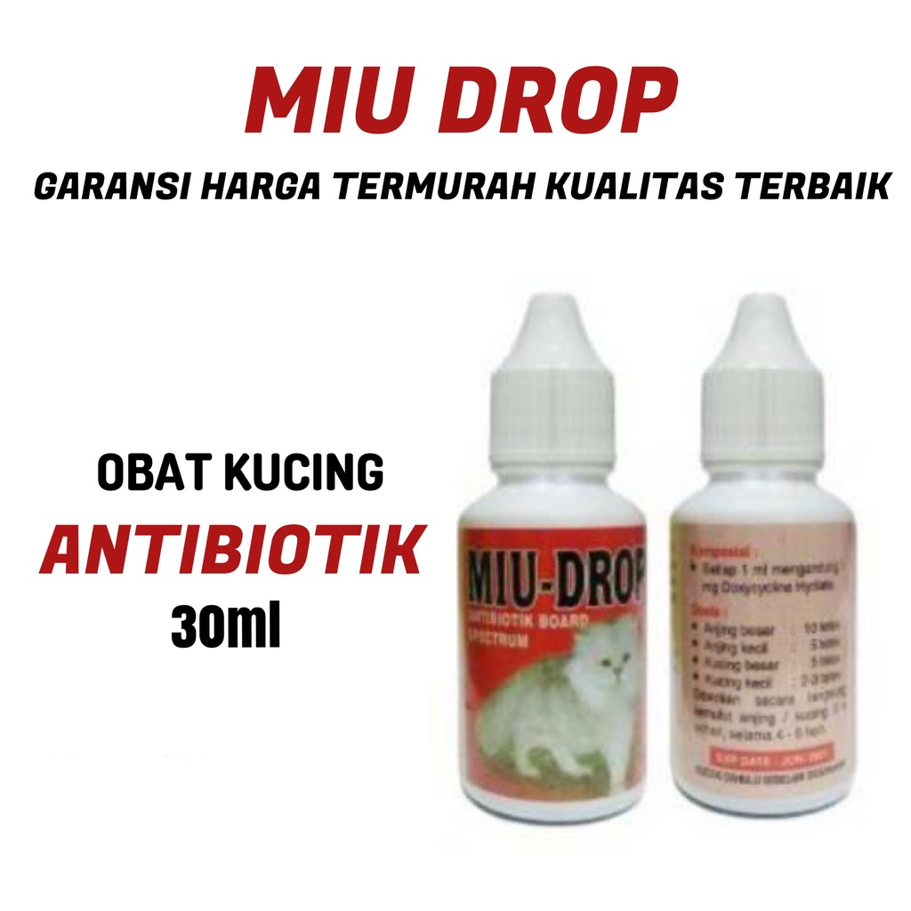 MIU DROP OBAT ANTIBIOTIK KUCING CAT KITTEN INFEKSI ANTI BIOTIK 30ML ORI