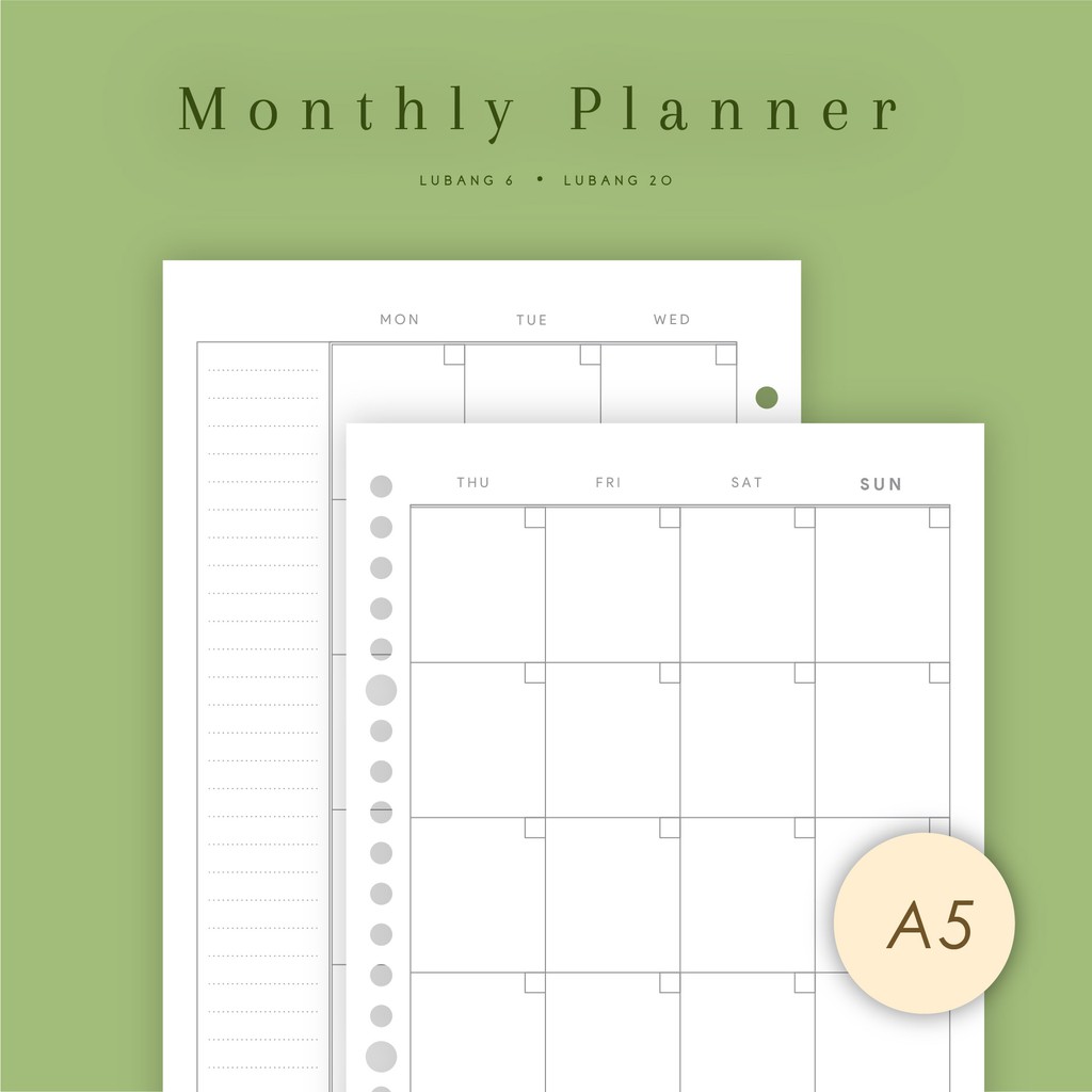 

A5 - Loose Leaf Monthly Planner by Notokata - 8011