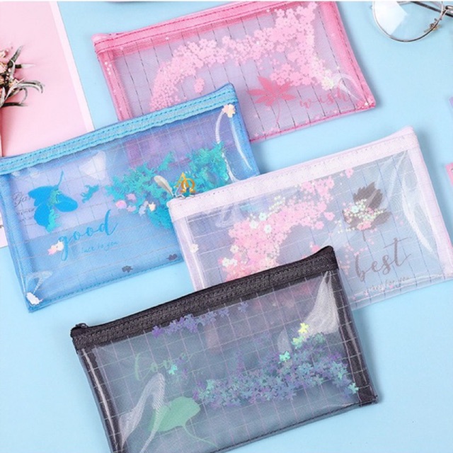 

Tempat Pensil / Zipper Bag Bening Warna Warni Size Small