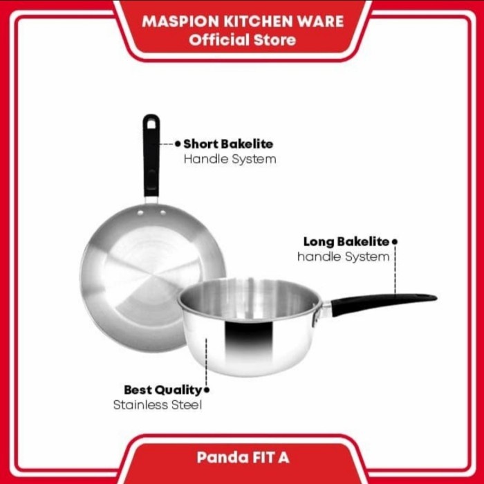 Maspion Panda Fit A Frypan 20cm dan Saucepan 16cm Stainless Steel