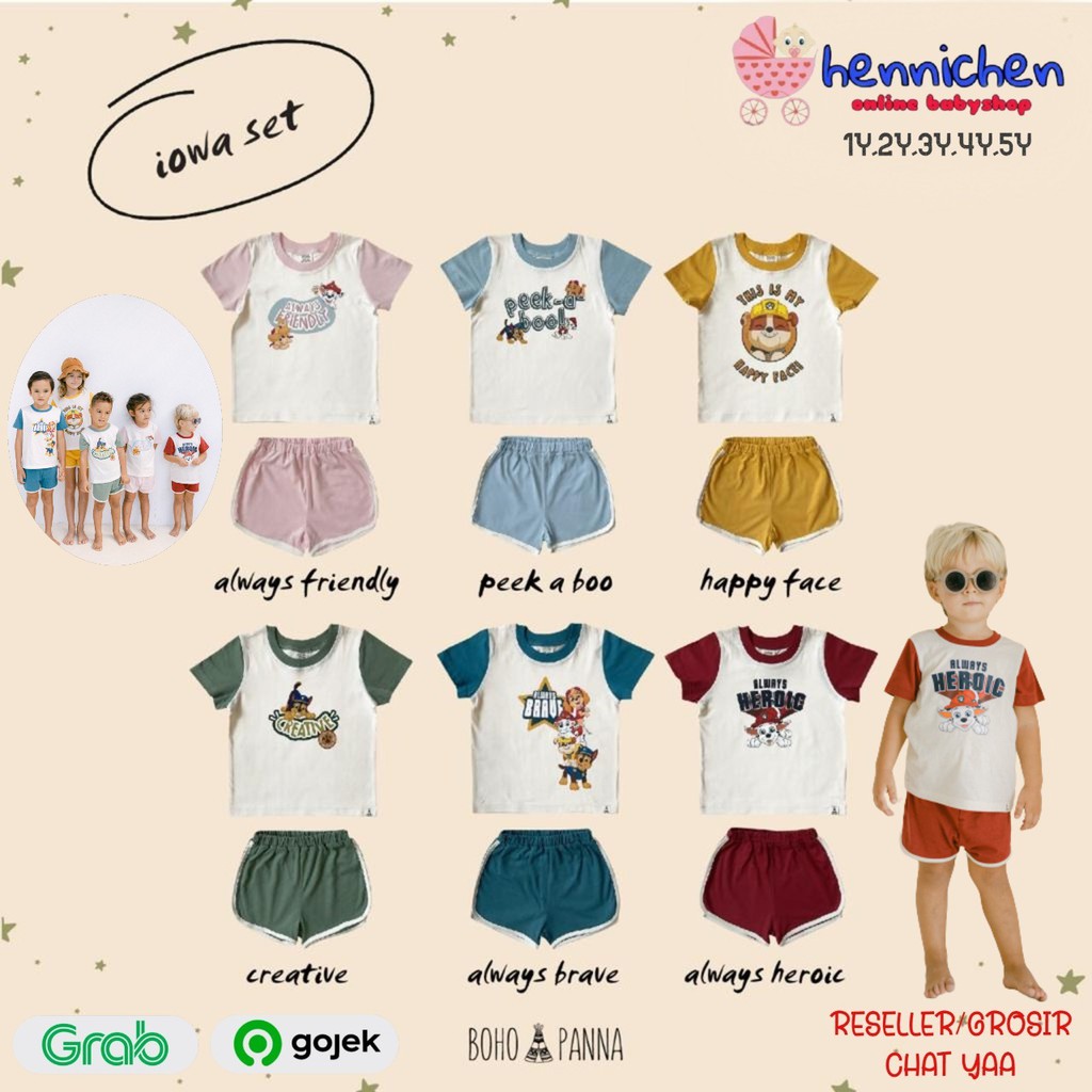 BOHOPANNA BOHOBABY PAW PATROL BOHO BABY IOWA SET SETELAN RETRO ANAK UNISEX 1-10 TAHUN