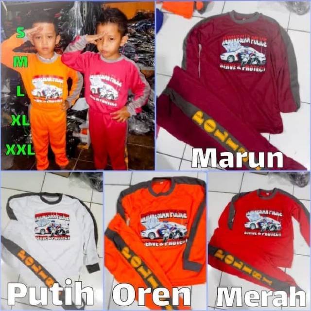 Kaos Polisi Anak / Baju Olah Raga Anak / Baju Training Anak / Kostum Polisi Anak