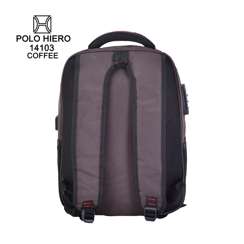 Ransel Backpack Sekolah Polo Hiero 14103 Tas Sekolah / Kuliah / Kerja, (Free Kabel USB + Rain Cover)