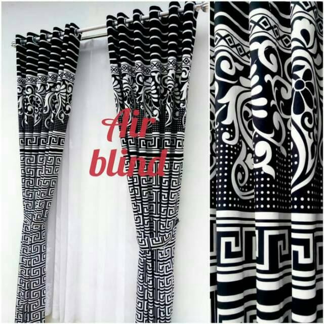 Gorden jendela pintu minimalis motif batik mewah hitam Gorden jendela pintu minimalis motif batik mewah hitam