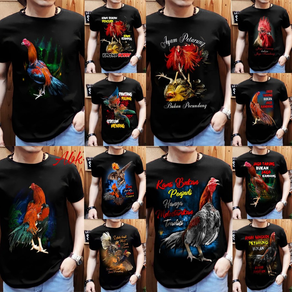 Kaos Distro Pria Lengan Pendek / Ayam Abkk 03 / Shalch Trendy