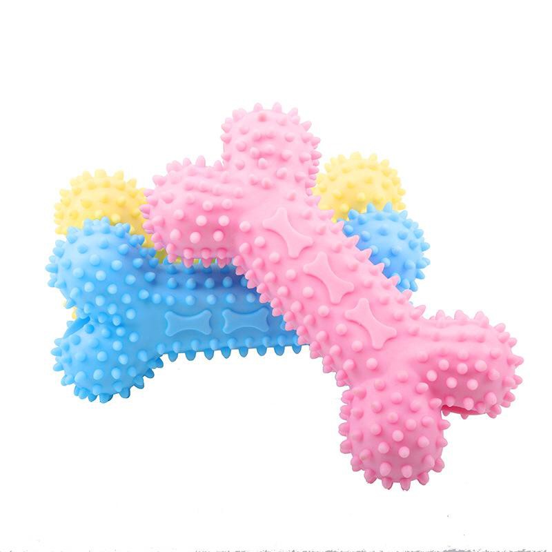 PH.Medan TPR Pet Toy Rubber Thorn Bone Dogs Bite Chew Molar Tooth Cleaning Interactive Toys
