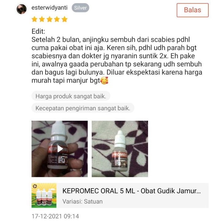 KEPROMEC ORAL 5 ML - Obat Gudik Jamur Scabies Kutu Kucing Kelinci Anjing