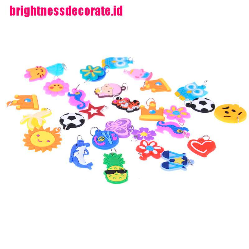 Brightid 30pcs / Set Mainan Manik-Manik Bentuk Kartun Hewan / Bunga Warna-Warni Untuk Diy Membuat Perhiasan