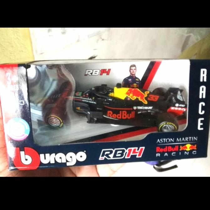 diecast miniatur mobil F1 aston martin burago 1:43 red bull mobil 1