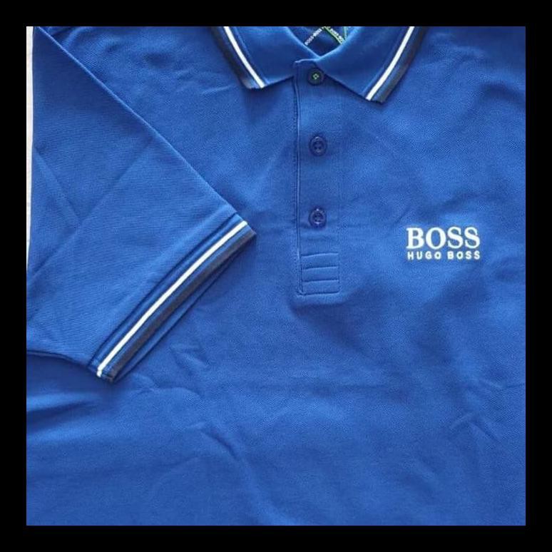 READY STOK HUGO BOSS SIGNATURE POLO BLUE KAOS POLO COWOK MURAH