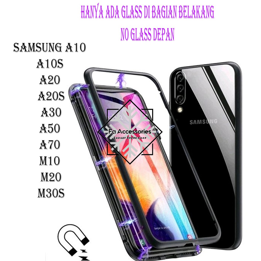 Samsung Galaxy A10 A10S A20 A20S A30 A50 A70 M10 M20 M30S Casing Magnetic Metal Glass Hard Case