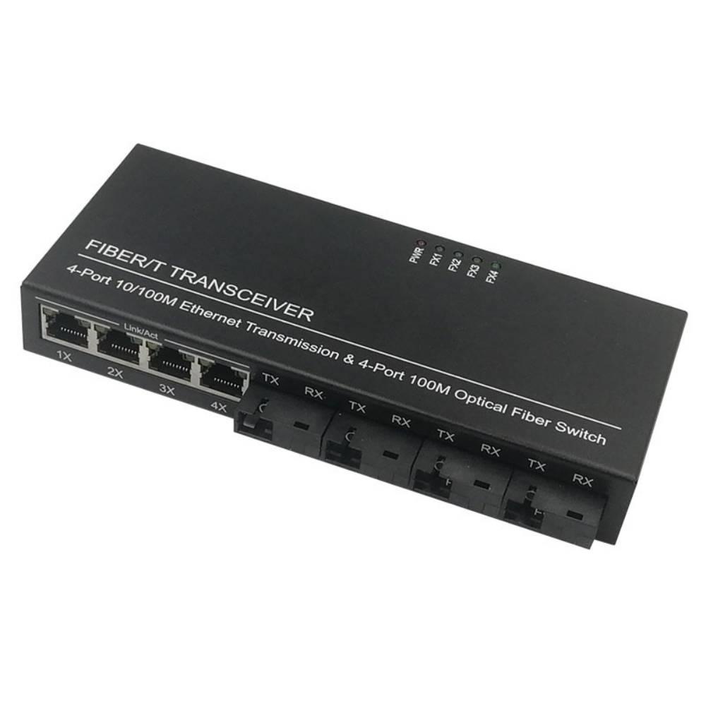 Media Converter Ethernet Fiber Switch 4 FO 4 LAN 100 Base-T|4 SC 4 LAN