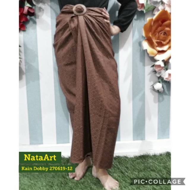 KAIN BATIK KATUN DOBBY POLOS WARNA COKLAT 270619-12