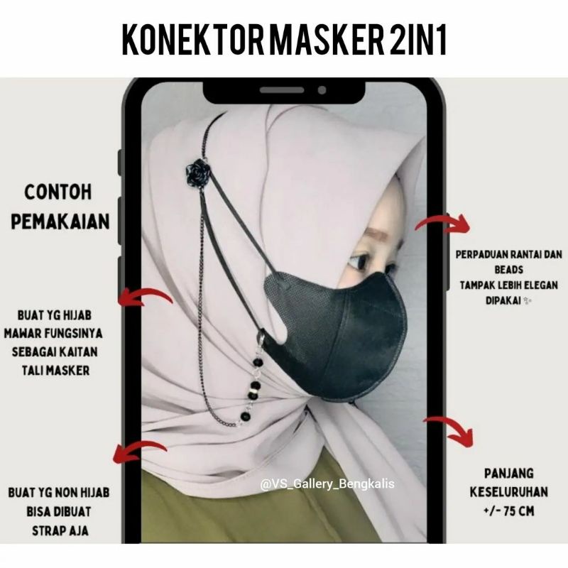 Konektor Masker Hijab 2in1 / Strap Masker 2in1 Hijab