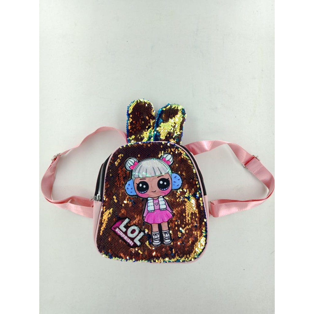 TAS ANAK USAP / TAS RANSEL SEQUIN / RANSEL SEQUIN TAS USAP GLITTER TELINGA KELINCI LED NYALA