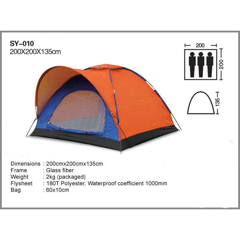 Tenda Dome BNIX SY-010 Tenda Camping Kapasitas 3-4 Orang model keong