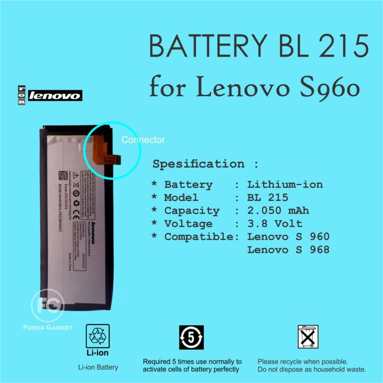 BATTERY DOUBLE POWER LENOVO BL215 FOR LENOVO S960 S968 2050mAh