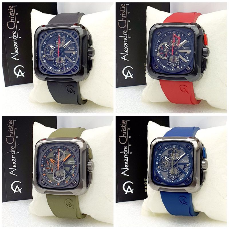 Alexandre Christie Original AC6577 Jam Tangan Pria Tali Karet