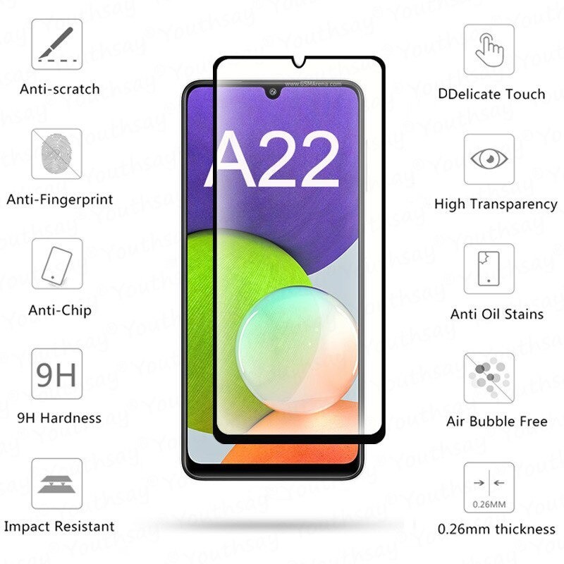 Tempered Glass SAMSUNG A22 5G Anti Gores Warna Pelindung Layar Screen Guard Protector Handphone